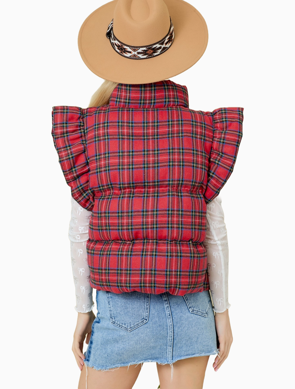 Claus Plaid Puffer Vest