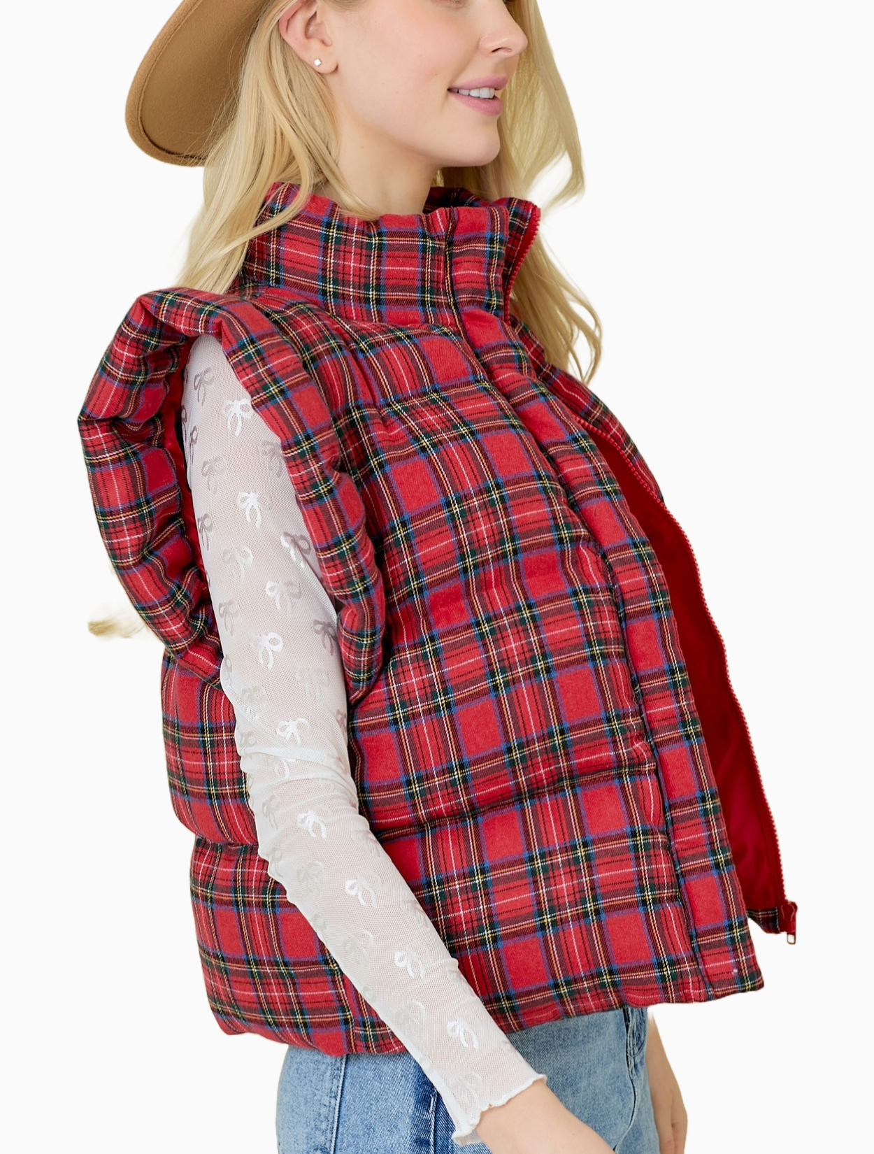 Claus Plaid Puffer Vest