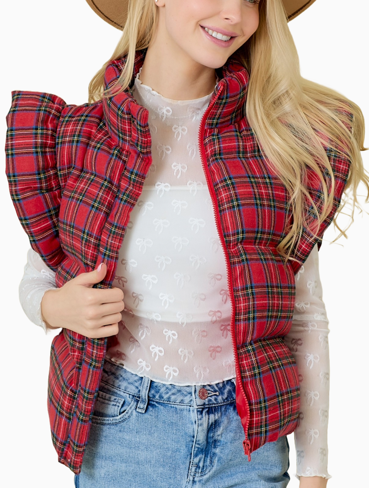 Claus Plaid Puffer Vest