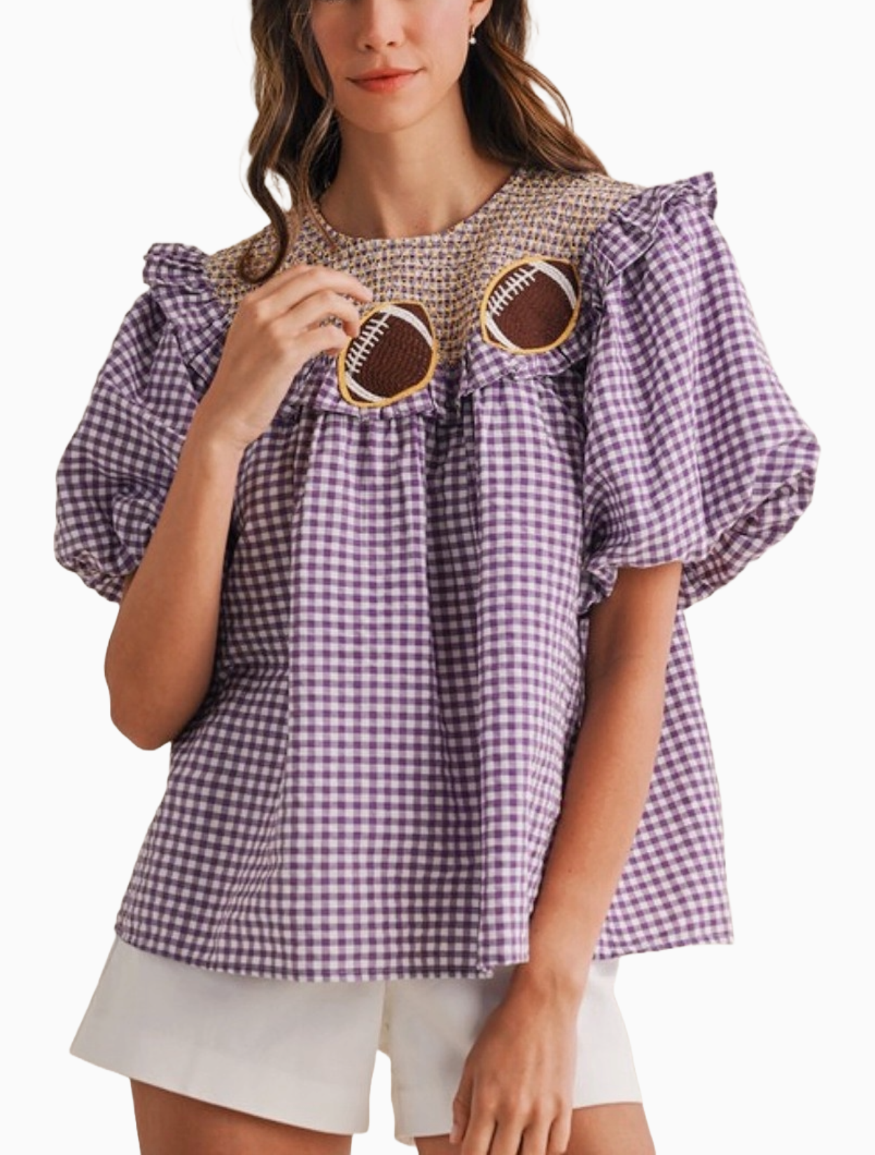Smocked Football Embo Top