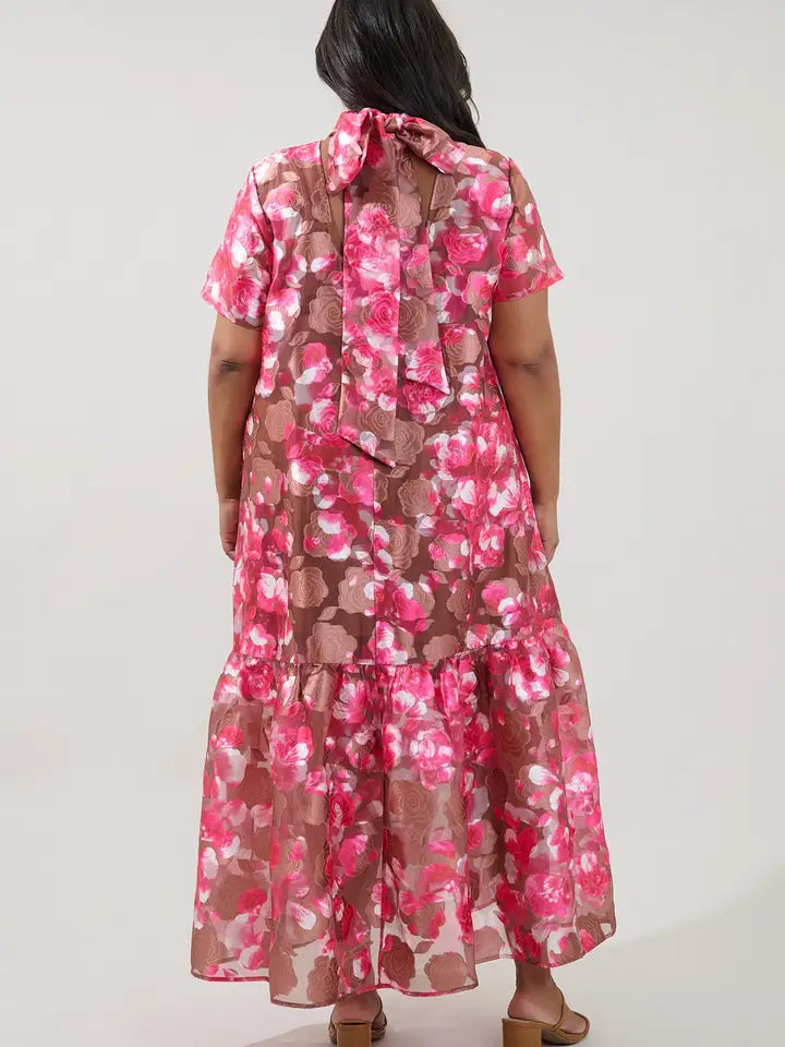 Floral Organza Garden Dress-Plus