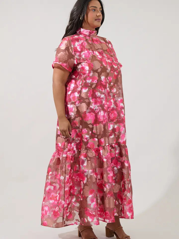 Floral Organza Garden Dress-Plus